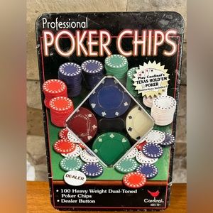 New Cardinal Professional Poker Chips Set 100 Pieces Dealer Button Texas Hold EM